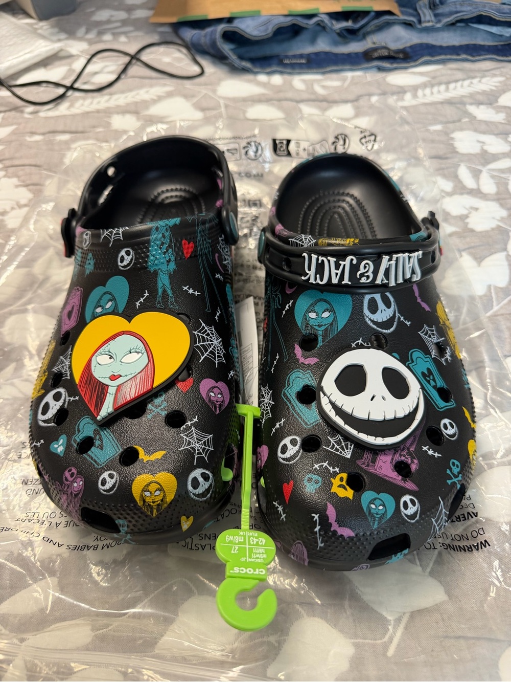 CROCS Black Clogs with Nightmare Before Christmas Graphics